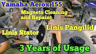 Yamaha Aerox 155 Magneto amp Stator cleaning Magneto repaint Linis pangilid Preventive maintenance [upl. by Laynad]