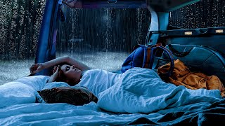 Rain Sounds for Sleeping  Tranquil Thunderstorm Night Outside On Window Car for Deep Sleep amp Relax [upl. by Atilahs]