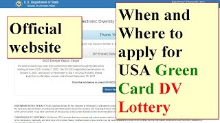 When and Where to apply for USA Green Card DV Lottery [upl. by Mathilda753]