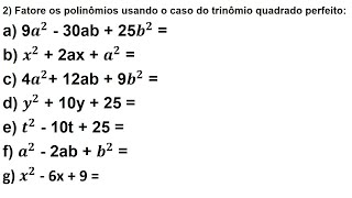 Fatoração de polinômios usando o Trinômio quadrado perfeito [upl. by Bred482]