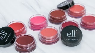 NEW elf Putty Blushes Review amp Swatches Hand Face Lips [upl. by Jotham338]