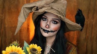 Pretty Scarecrow Makeup Tutorial  Halloween 2017  Madalyn Cline [upl. by Sualk245]