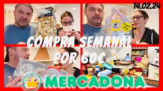 Compra semanal MERCADONA 🛒 por 60€  Bajada de precio 💶 Cesta de la compra 140224 [upl. by Rolando178]