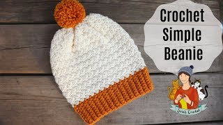 Crochet Simple Beanie  Beginner Friendly Hat Tutorial [upl. by Adnamahs]