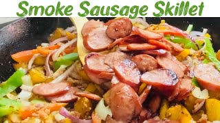 20 Minute Smoked Sausage Potatoes Onion Bell Pepper Skillet Recipe [upl. by Mollie50]