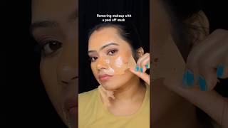 Removing makeup with a peel off maskshortsmakeup beautytutorial hack makeuptips [upl. by Carrie943]