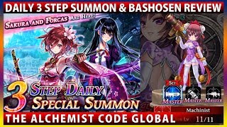 Bashosen Review amp Daily 3 Step Summon For Sakura amp Forcas The Alchemist Code [upl. by Rankin]