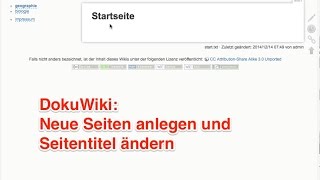 In DokuWiki Seiten anlegen und Titel ändern [upl. by Eilrebmik]