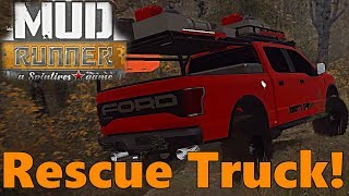 SpinTires Mud Runner Mod Review  Diesel S10 and BEST RESCUE TRUCK [upl. by Atikcir]