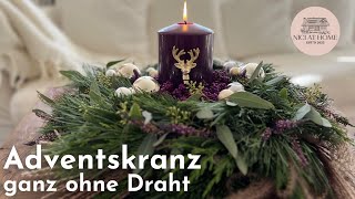 Adventskranz selber machen 🌲Einfach ganz ohne Draht 🌲DIY das auch mit 4 Kerzen funktioniert [upl. by Tu]