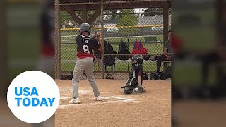 Young baseball catcher is not very enthusiastic about catching  USA TODAY [upl. by Digdirb]