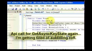 GetAsyncKeyState Hotkey Tutorial Visual Basic 2008 [upl. by Holli]