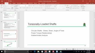 ENGR 216 Lecture 07 TorsionallyLoaded Shafts 20160913 [upl. by Leddy]