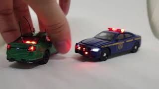 Custom LED Greenlight Dodge Charger Police 164 scale [upl. by Owain]