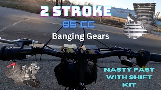 Nasty 2 Stroke 85cc Motorized Bicycle Banging Gears Shift Kit Case Reed Testing [upl. by Eetnahs422]