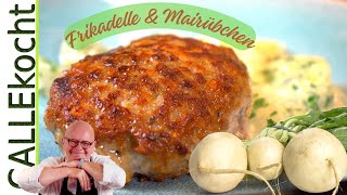 Butter Frikadelle in der Pfanne mit Mairübchen – Omas Rezept [upl. by Sager]