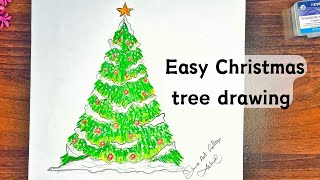 Easy Christmas tree drawing  how to draw christmas tree  Shuva Art Gallery [upl. by Rayham]