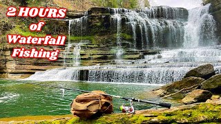 2 HOURS of Fishing Under Waterfalls AMAZING [upl. by Amak]