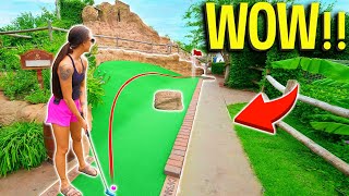 Elisha Gets an Epic Hole In One at this Mini Golf Course [upl. by Arahsat]