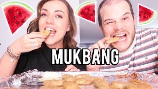 MUKBANG ❤ Vegan kipnuggets en watermeloen  Beautygloss [upl. by Lymn874]