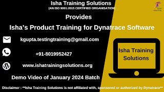 Isha’s Product Training for Dynatrace Software Demo Video CallWhatsApp on 918019952427 to enroll [upl. by Delbert]