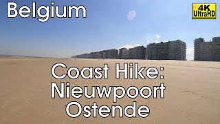 Belgian Coast Hike Nieuwpoort to Ostend Belgium 4K [upl. by Annice]