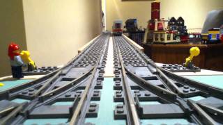 Lego Trains Trackside View Arriving and Leaving Town [upl. by Nnayram286]