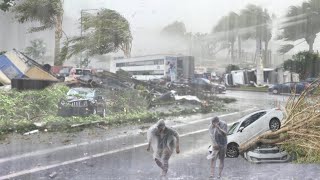 Mass evacuation in China Super typhoon Bebinca destroys factories homes and cars in Shanghai [upl. by Killam]