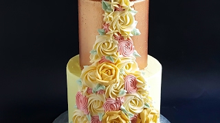 Two Tier Buttercream Floral Spray Cake Rosies Dessert Spot [upl. by Myna]