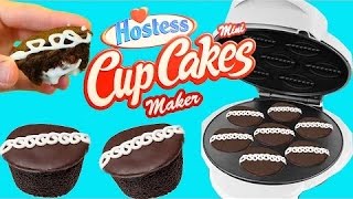 Hostess CUPCAKE Maker Real Chocolate Mini Cakes DIY Frosting Cupcake Maker by DisneyCarToys [upl. by Peedus329]