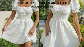 How to draft a milkmaid dress pattern  Milkmaid bustier  Milkmaid bustier skater dress [upl. by Ahsinahs749]