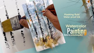 Watercolour secrets for beginners  how to use masking fluid and water proof ink [upl. by Htebasil224]