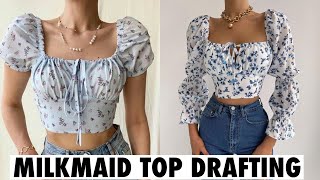 Milkmaid Top How to Draft a milkmaid top pattern patterndrafting milkmaid tops diy [upl. by Winthrop]