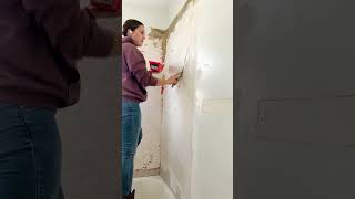 Repairing plaster walls with drywall and Plaster of Paris [upl. by Eelsew]