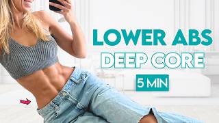 Toned Tight LOWER ABS  5 min Home Workout  Pilates for Deep Core amp Pelvic Floor [upl. by Kcirb]