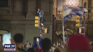 Broad Street overrun with Phillies fans celebrating World Series berth [upl. by Eseer934]