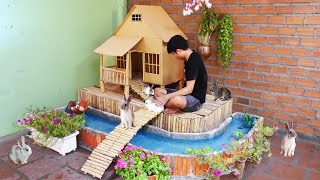 Cómo construir una hermosa casa para conejos con jardín y estanque de peces [upl. by Lindley]