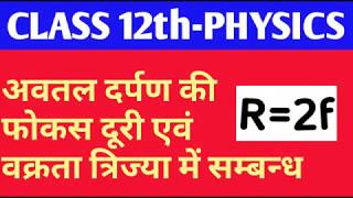 ClassXll NCERT गोलीय अवतल दर्पण की वक्रता त्रिज्या और फोकस दूरी में सम्बन्ध [upl. by Ford458]