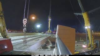 Rockville Road US 36 timelapse video of replacement bridge beam installation [upl. by Ramsden]