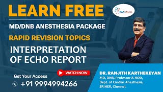 MDDNB Anesthesia  Interpretation of ECHO Report  By Dr Ranjith  Raaonline ECHO Echocardiogram [upl. by Patrizio82]