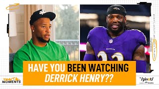 Ryan Clark asks Saquon what he thinks of RB Derrick Henry this NFL season The Pivot Podcast Clips [upl. by Ahsert]