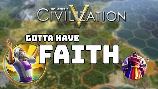 Civ 5 Tutorial  Faith Founding a Pantheon amp Religion and Religious Units Guide [upl. by Anada]