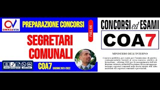 SEGRETARI COMUNALI  corso di preparazione per il COA7 edizione 20212022 11112021 [upl. by Rintoul]