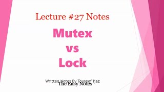 What is Mutex vs Lock Hindi urdu Lecture 27 [upl. by Nena]