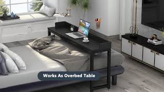 Overbed Table with Wheels Tribesigns 708 Queen Size Mobile Desk with HeavyDuty Metal Legs [upl. by Asirrak]