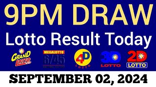 Lotto Result Today 9pm Draw September 2 2024 Swertres Ez2 PCSO Live Result [upl. by Winebaum68]