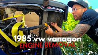 Vanagon Revival  First time removing a 19L Waterboxer Engine  Noob to Vanagon LIFE  HELP Ep7 [upl. by Dnaltruoc418]