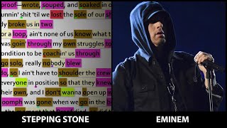 Eminem  Stepping Stone Rhyme Scheme Highlighted [upl. by Atikel]