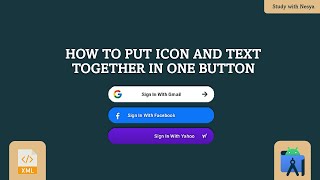 How to put icon and text together in one button  Android Studio [upl. by Ayatahs]