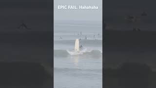 Epic fail Lady tombstones surfboard while catching wave fail epicfails funny funnyvideo 4k [upl. by Raddie26]